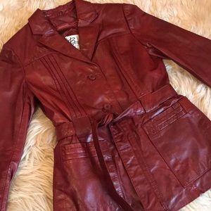 Vintage 1970’s Oxblood Belted Leather Jacket!